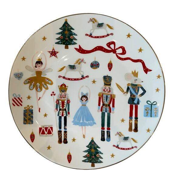 Grace Teaware NUTCRACKER BALLET Salad Plates 8in Set of 4 Christmas Holiday New - Picture 2 of 12